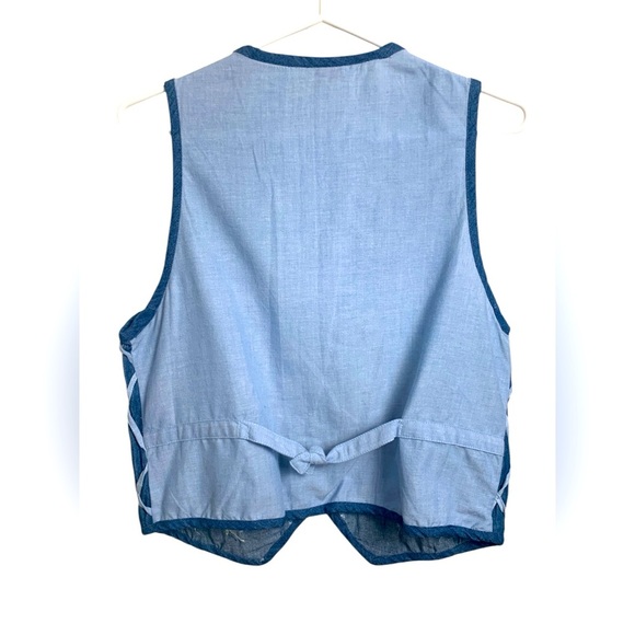 Victoria Jones Petite Vest w  Embellishments & Embroidery, 100% cotton, buttons - Picture 3 of 15